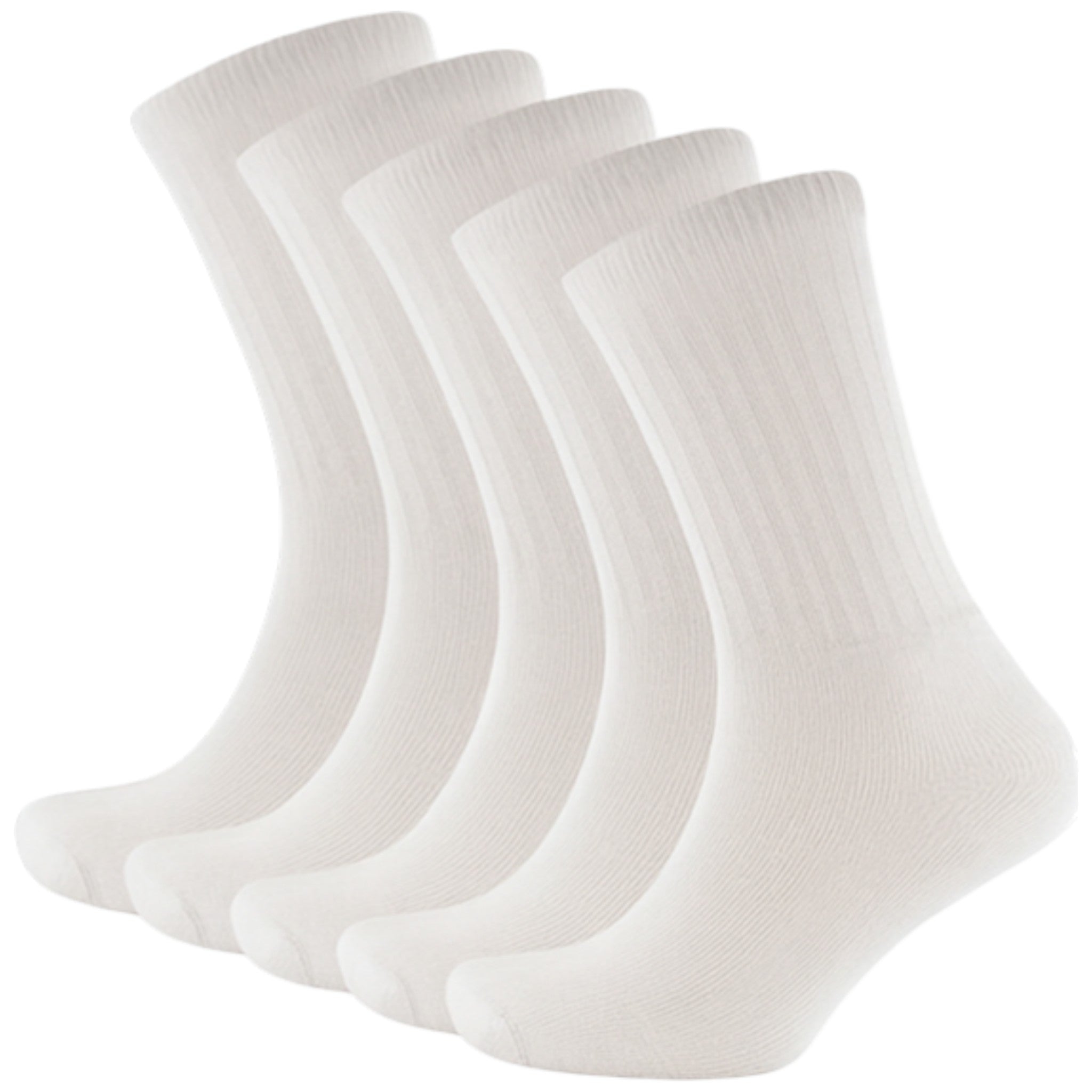 Men's long-lasting sports socks multipack in white, available in 3, 6, or 12 pairs – durable, breathable athletic socks for everyday wear.
